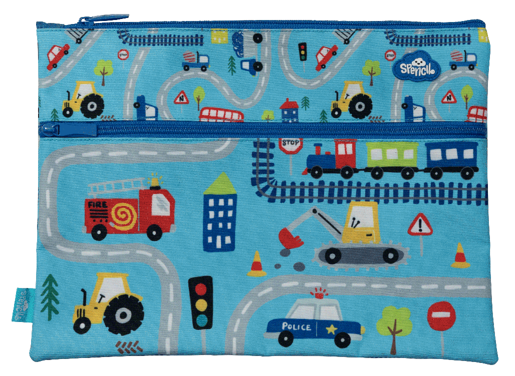 Spencil - A4 Twin Zip Rectangle Pencil Cases - Assorted
