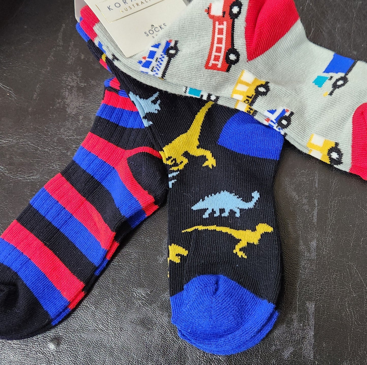 Korango - Cars & Dinosaur Socks 3pk