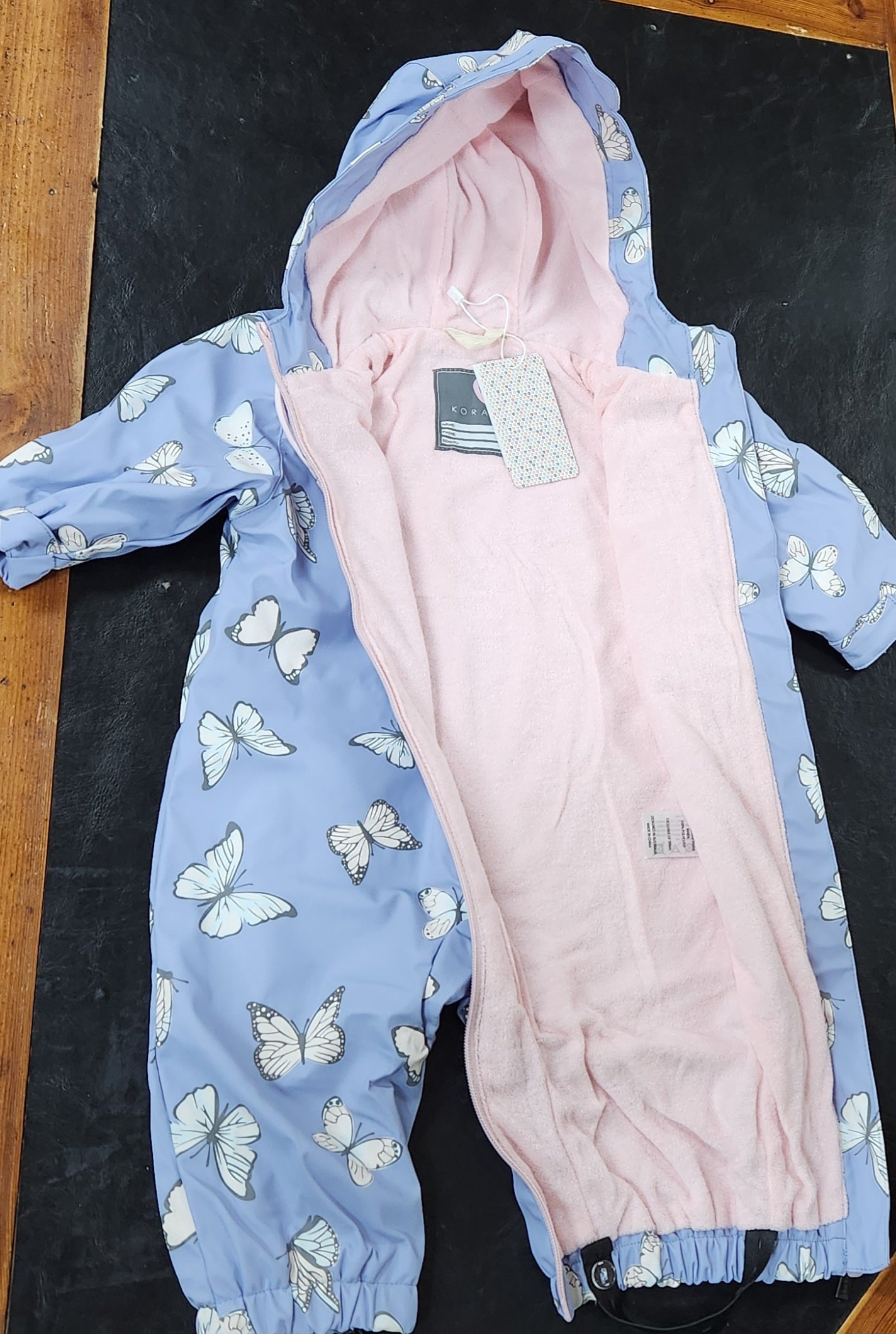 Korango-Butterfly Colour Change, Terry Towelling Lined, Zip Rain Suit, Blue Heron