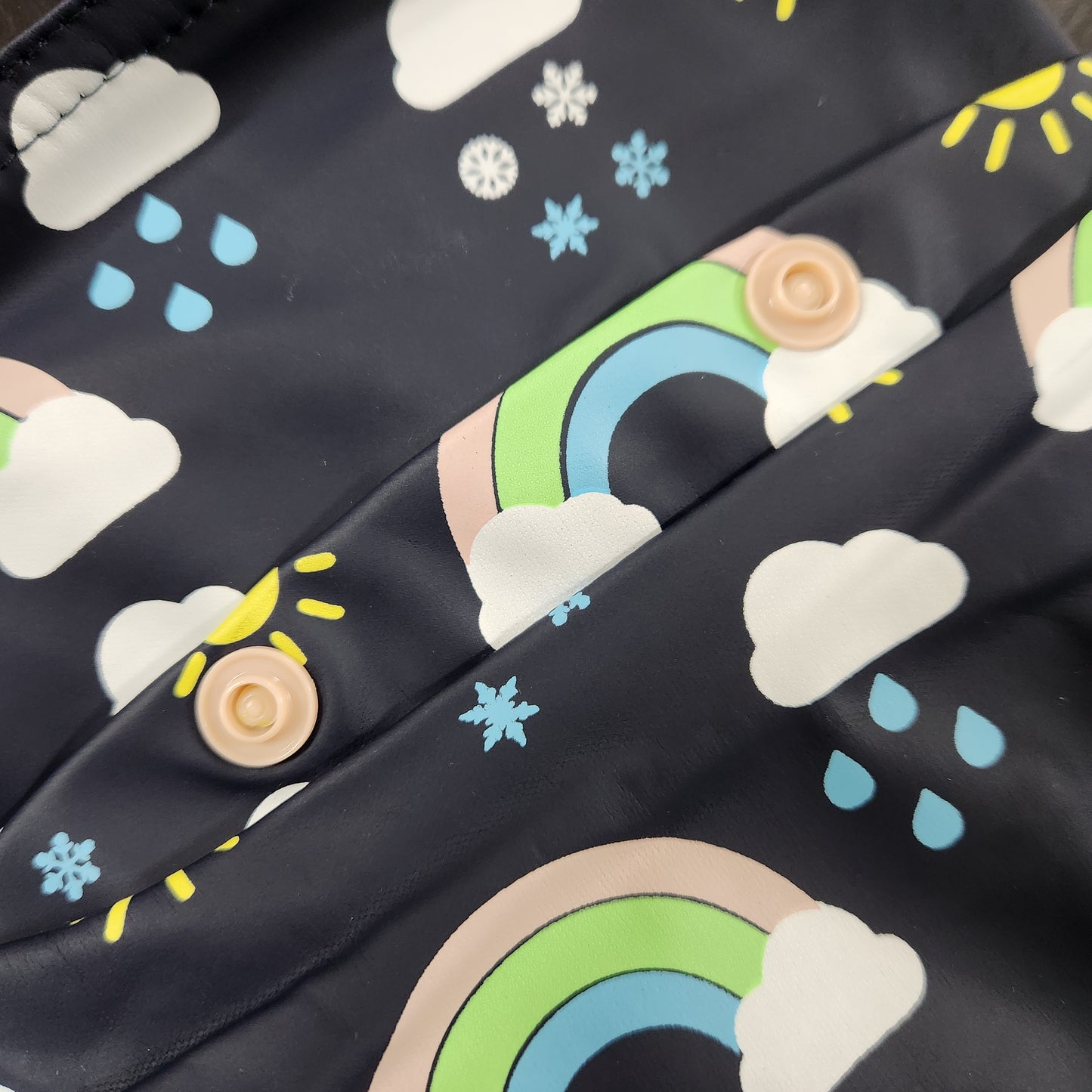 Korango Sunshine & Rainbows Polar Fleece Lined Raincoat Peacoat Baby