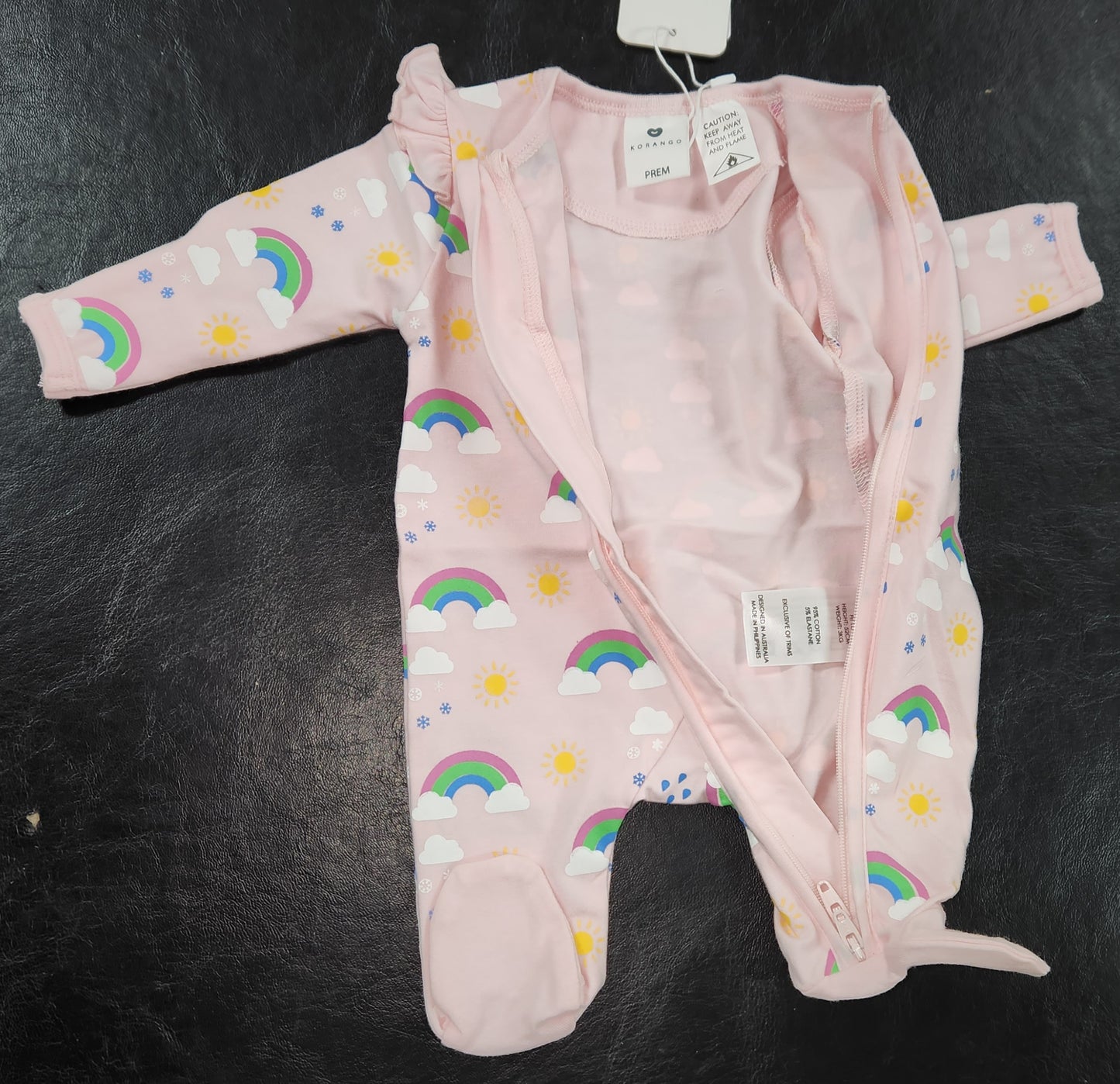 Korango Sunshine & Rainbows Double Zip Onesie Fairytale Pink