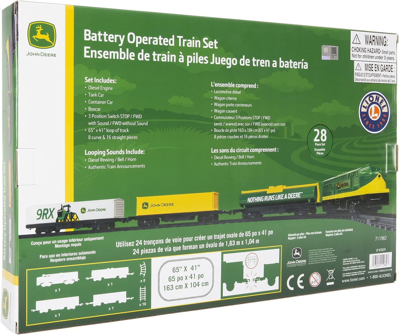 John Deere - Battery Powered Mini Diesel Train Set 28 Piece Set
