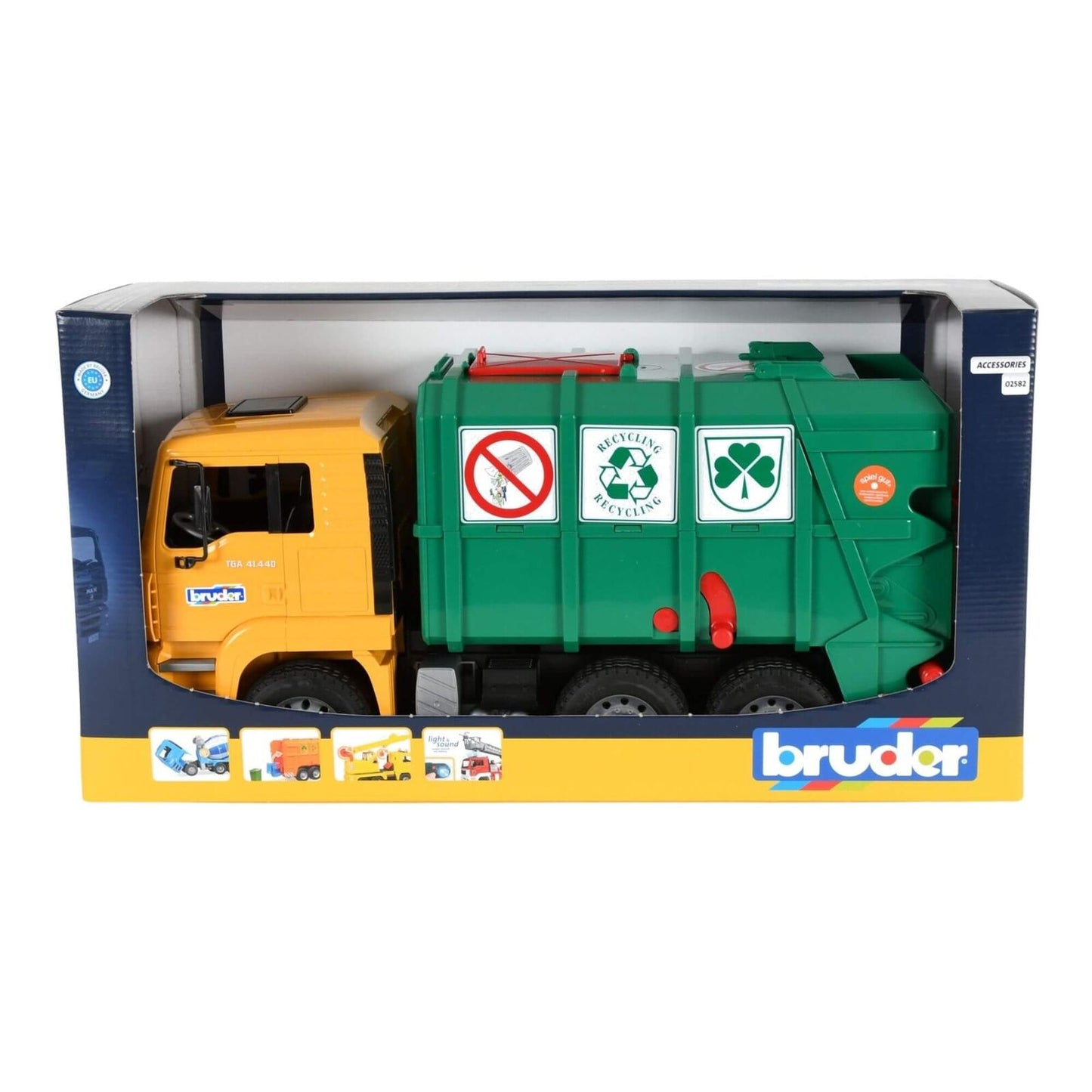 Bruder - Commercial MAN TGA Garbage Truck Rear Loading - Yellow & Green Ltd Edition