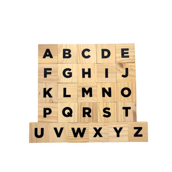 Wooden A-Z tiles 8x8cm