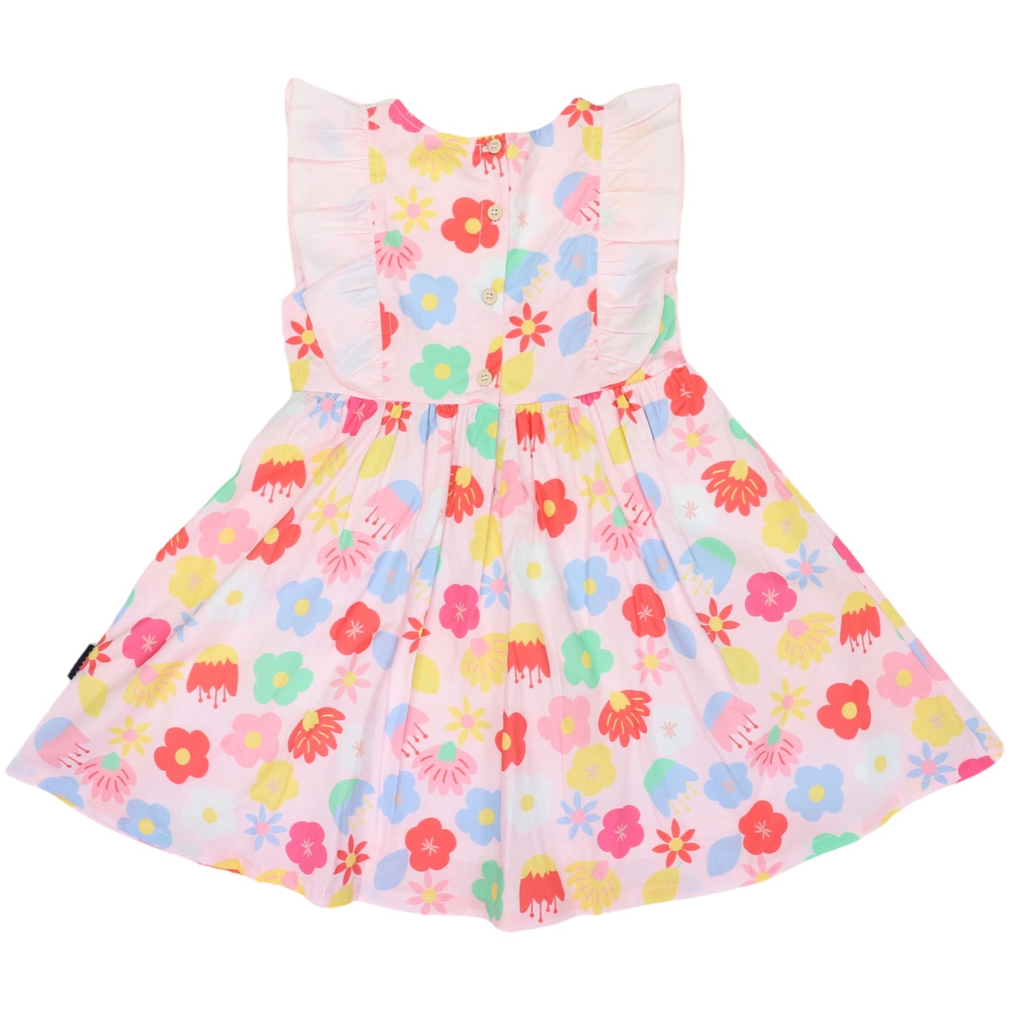 Korango - Poplin Flower Frill Dress Pink
