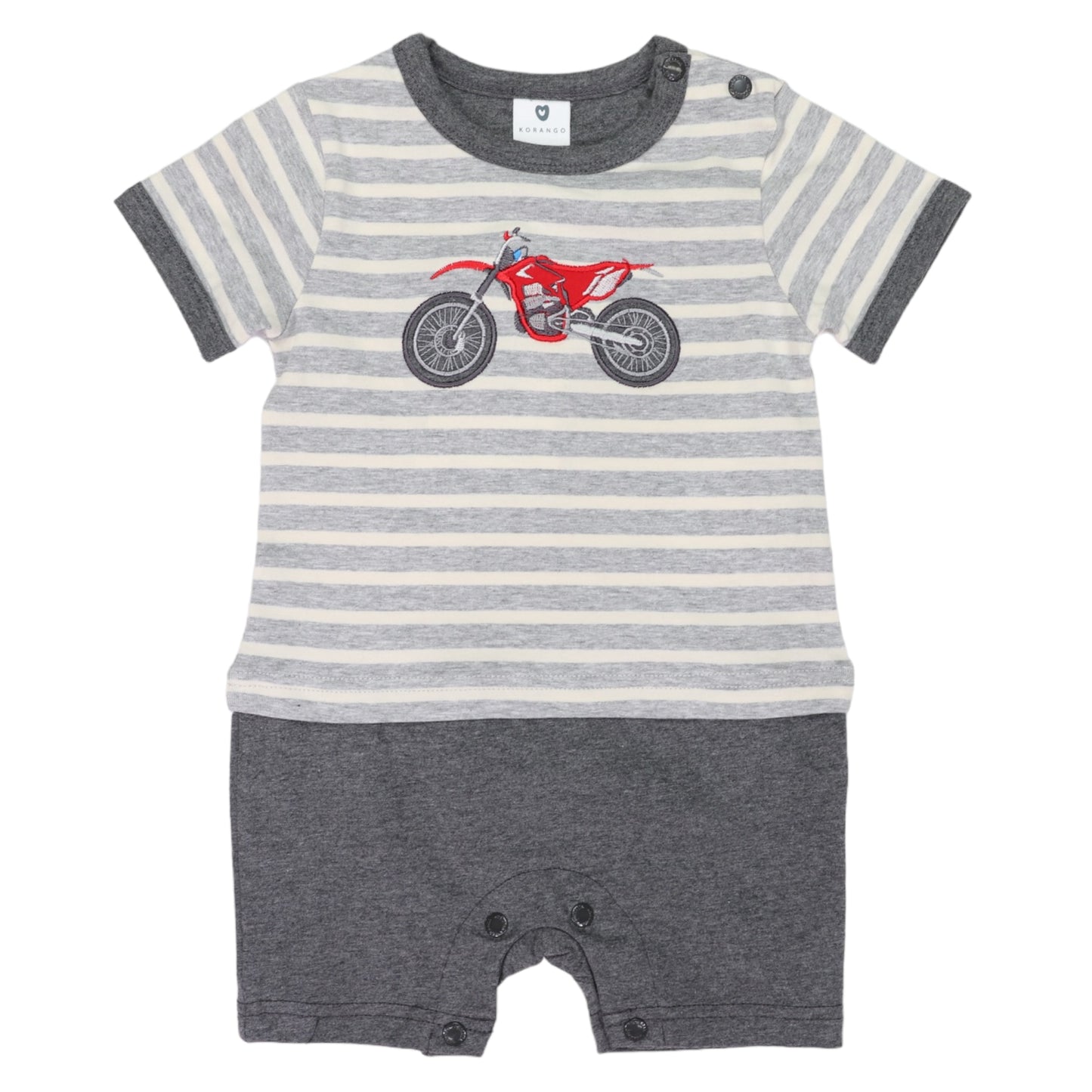 Korango - Motor Bike Applique Short Sleeve Onesie