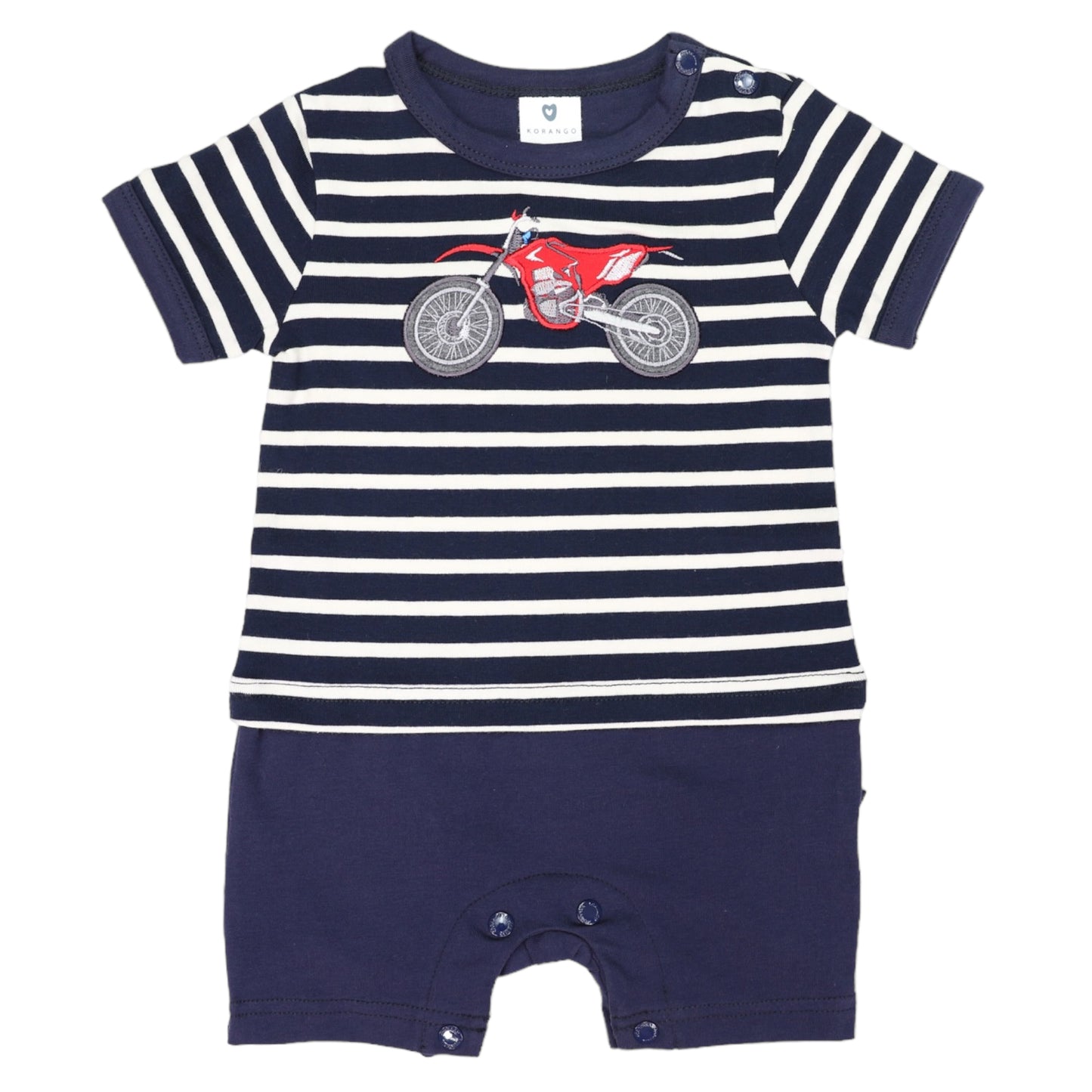 Korango -Motor Bike Applique Short Sleeve Onesie