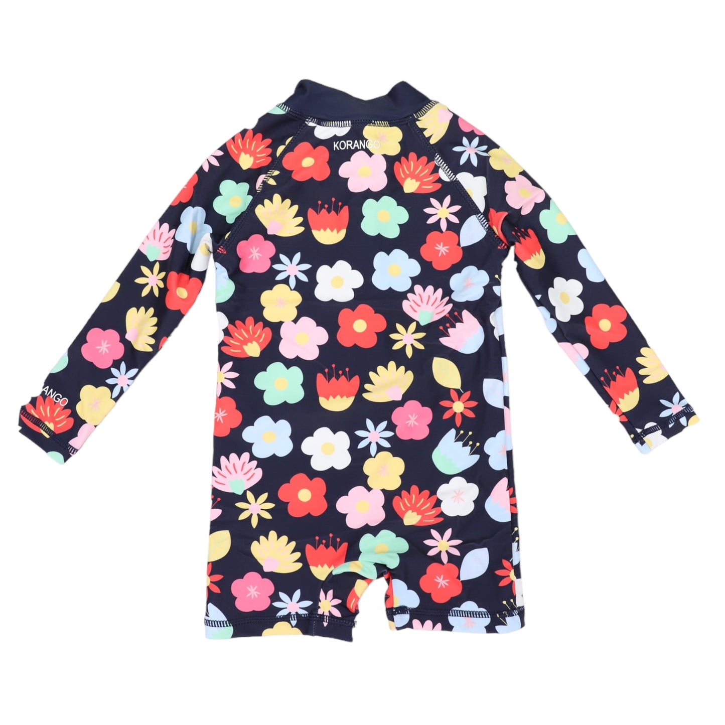 Korango - Flower long Sleeve Zip Swim Sunsuit - Navy