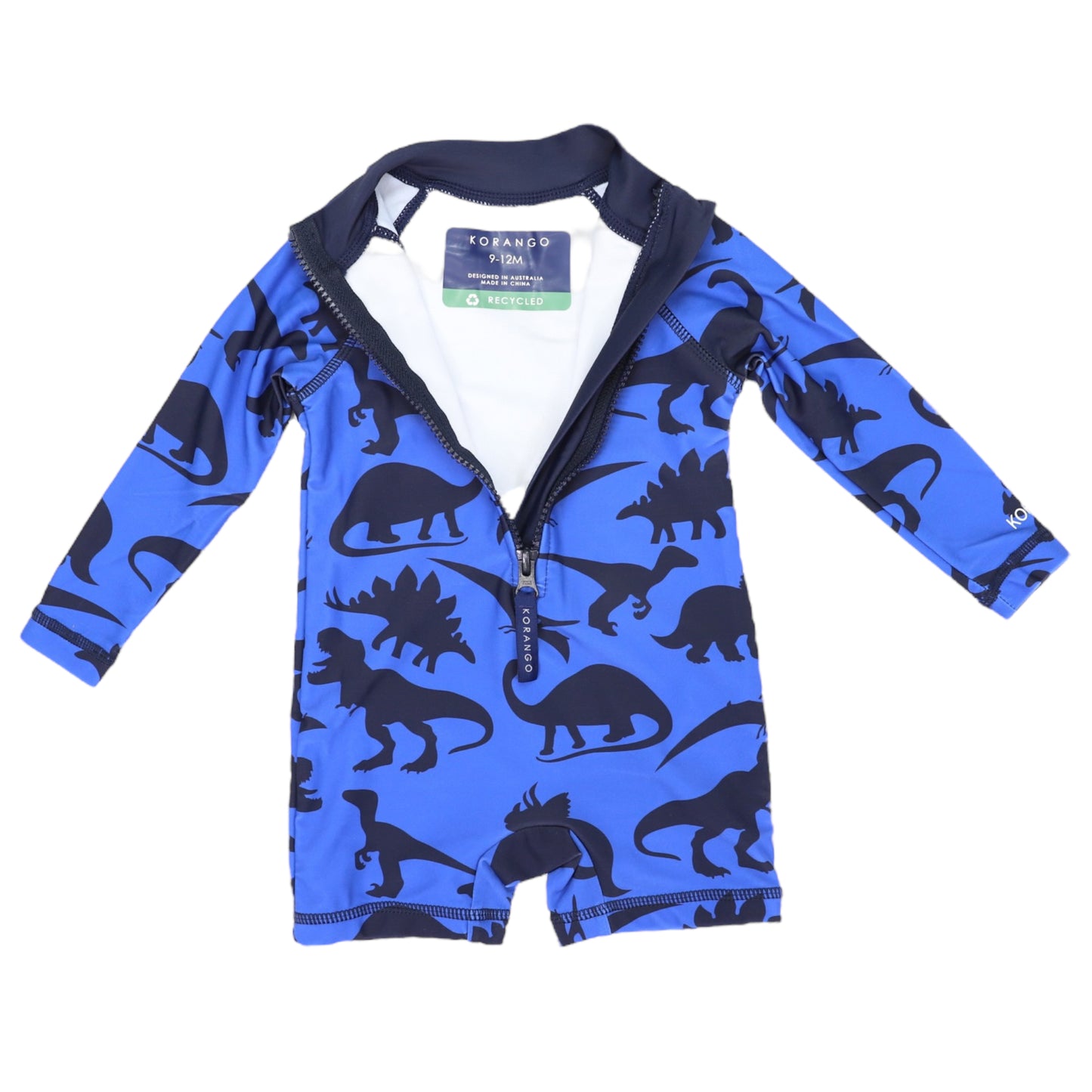 Korango - Dinosaur Long Sleeve Zip Swim Sunsuit Blue/ Navy