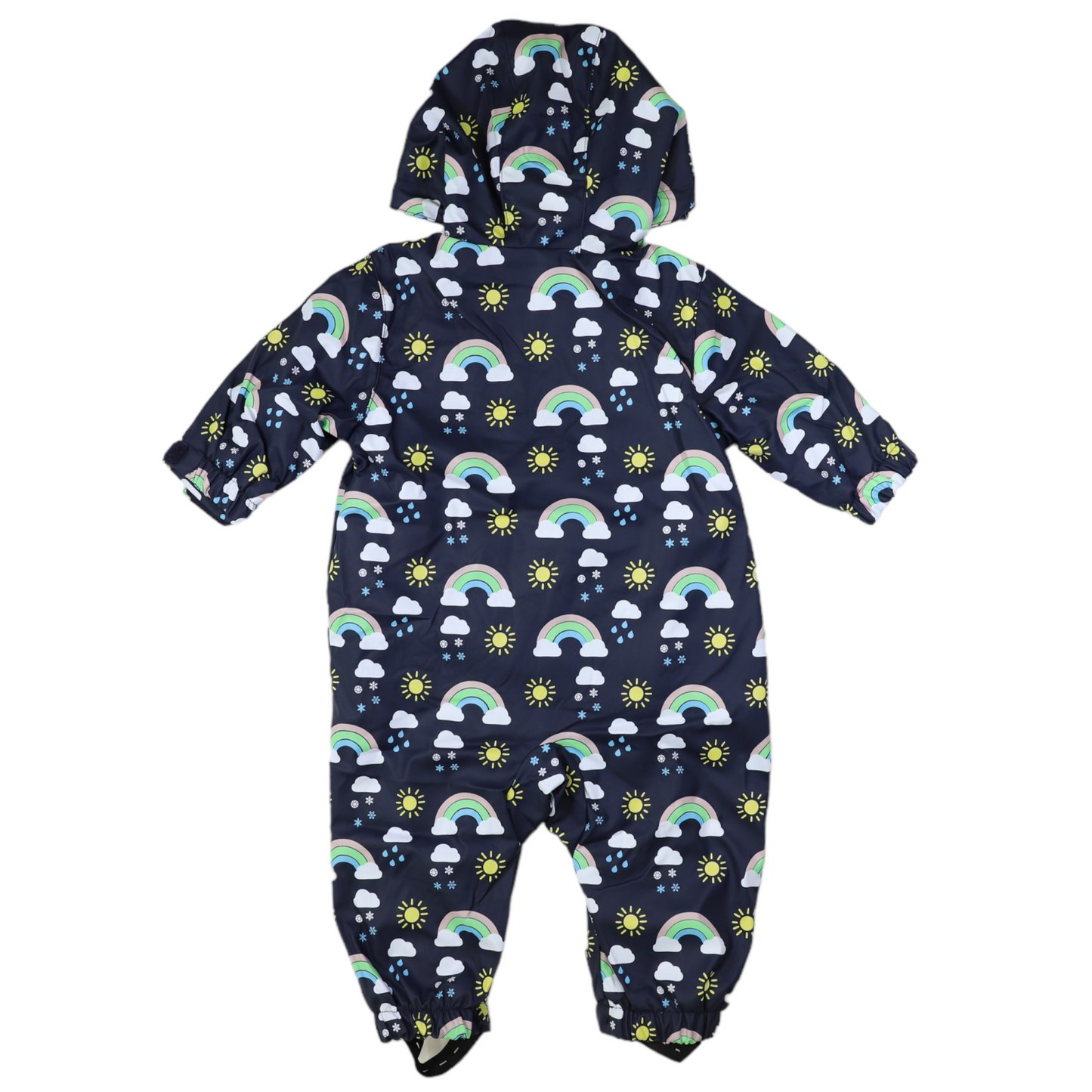 Korango-Sunshine & Rainbows, Polar Fleece Lined, Zip Rain Suit Peacoat