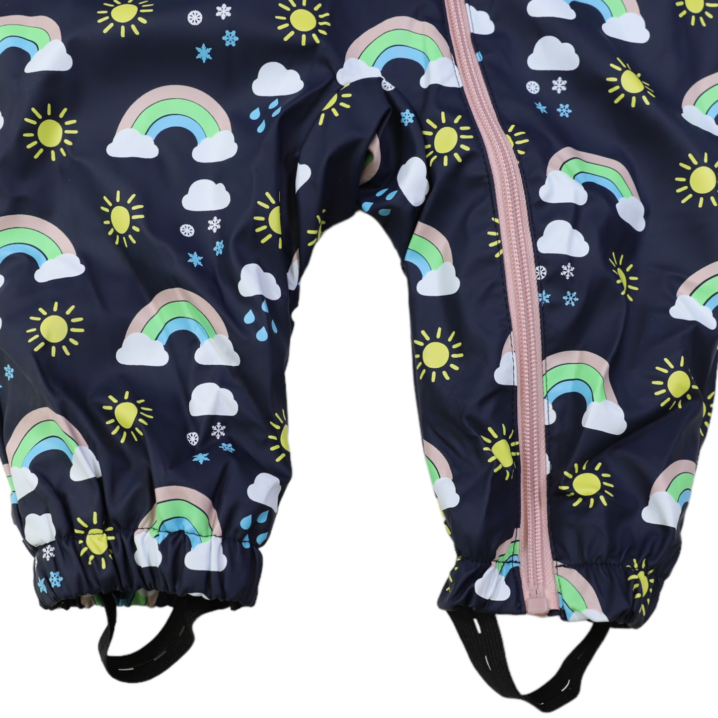 Korango-Sunshine & Rainbows, Polar Fleece Lined, Zip Rain Suit Peacoat