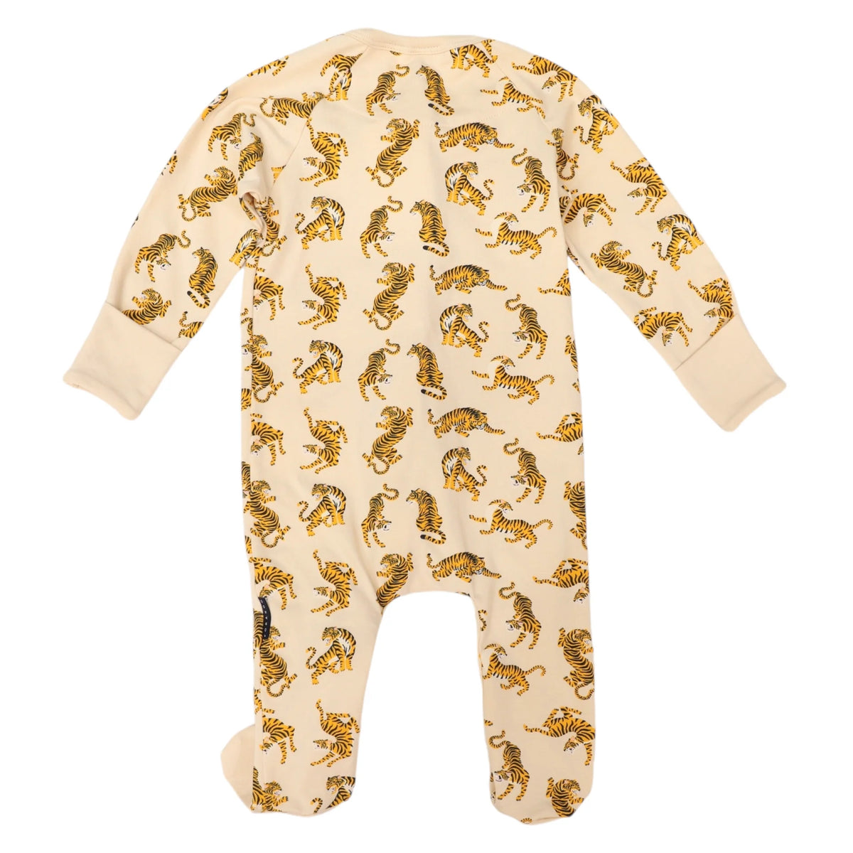 Korango - Tiger Print Long Sleeve Zip Romper - Tapioca
