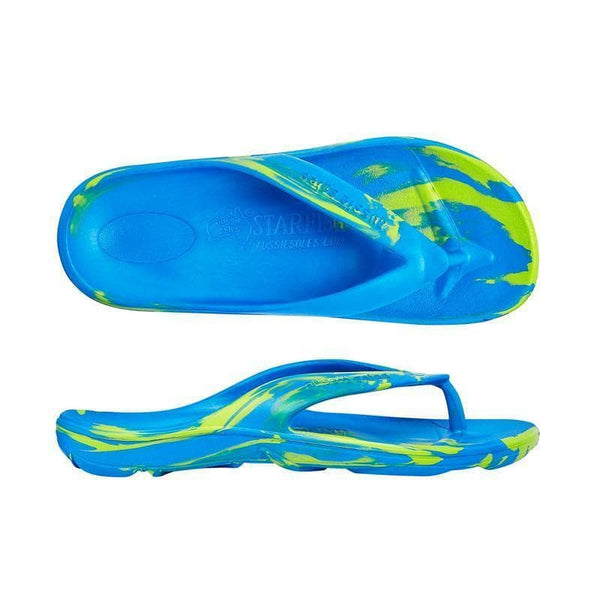 Aussie Soles -Starfish Junior Arch Support Thongs Blue-Green