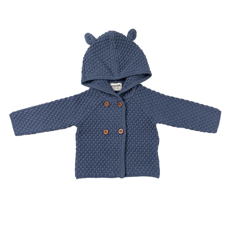 Ponchik - Bear Hood Knit Cardigan