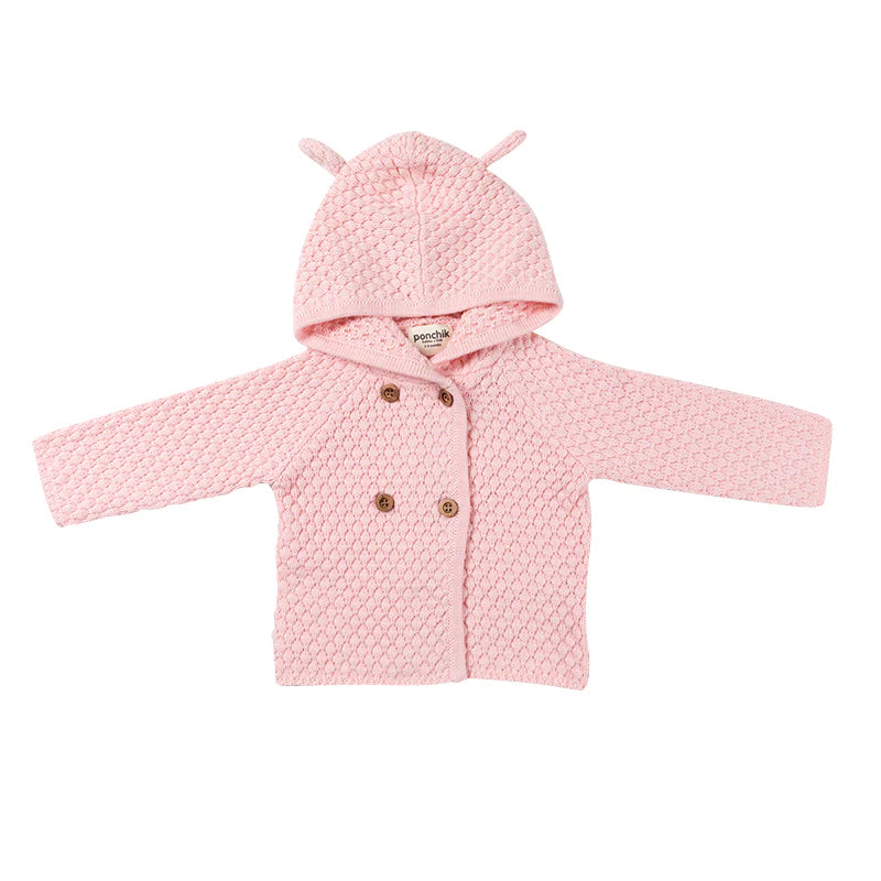 Ponchik - Bear Hood Knit Cardigan