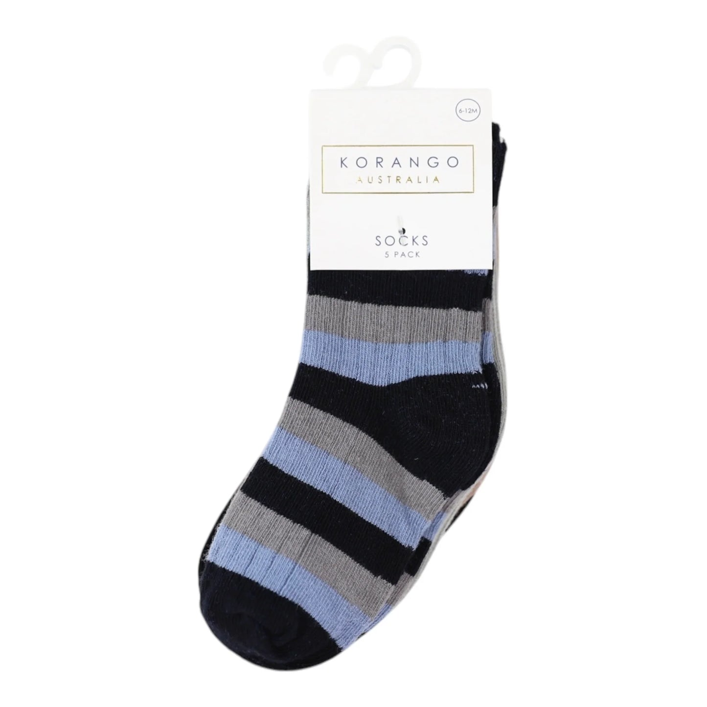 Ribbed Socks 5pk Plain with Navy