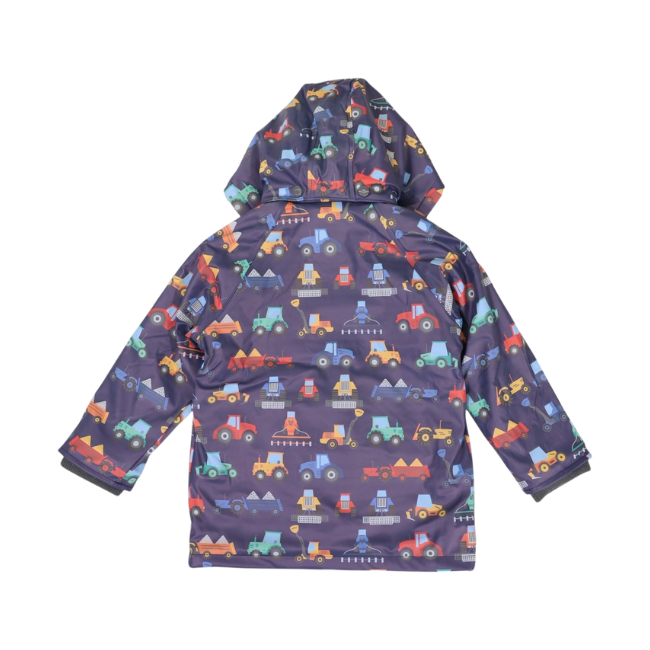 Korango - Farm Machine Print Raincoat - Navy