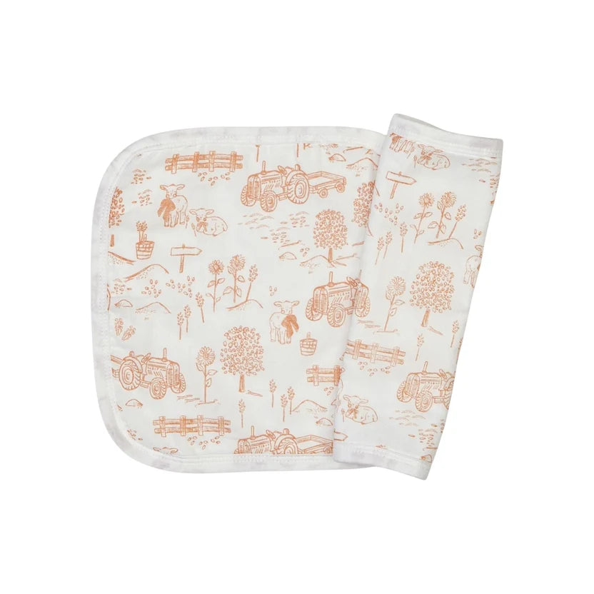 Emotion & Kids - Latte Vintage Farm Baby Washcloths - 2 Pack
