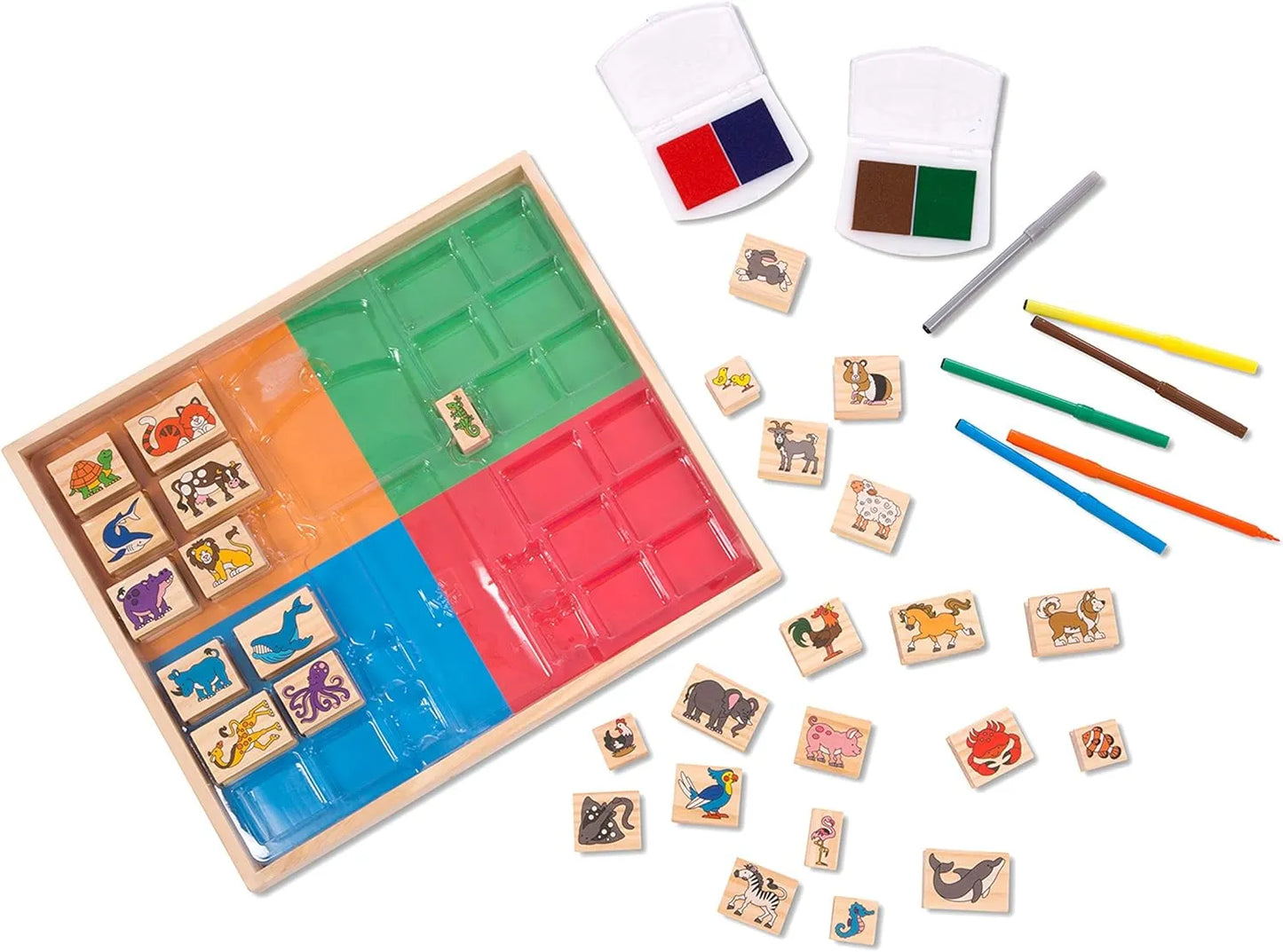 Melissa & Doug - Deluxe Wooden Stamp Set - Animals
