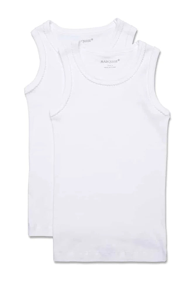 Marquise - Girls Cotton Scalloped Singlets 2pk