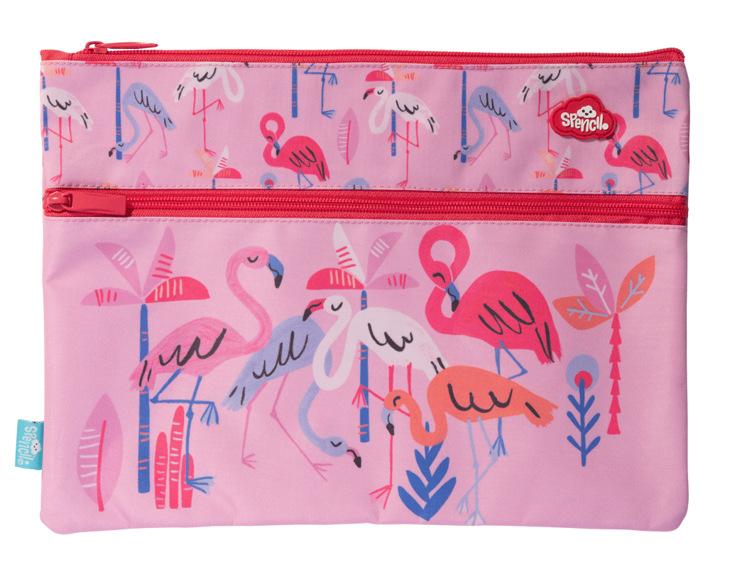 Spencil - A4 Twin Zip Rectangle Pencil Cases - Assorted