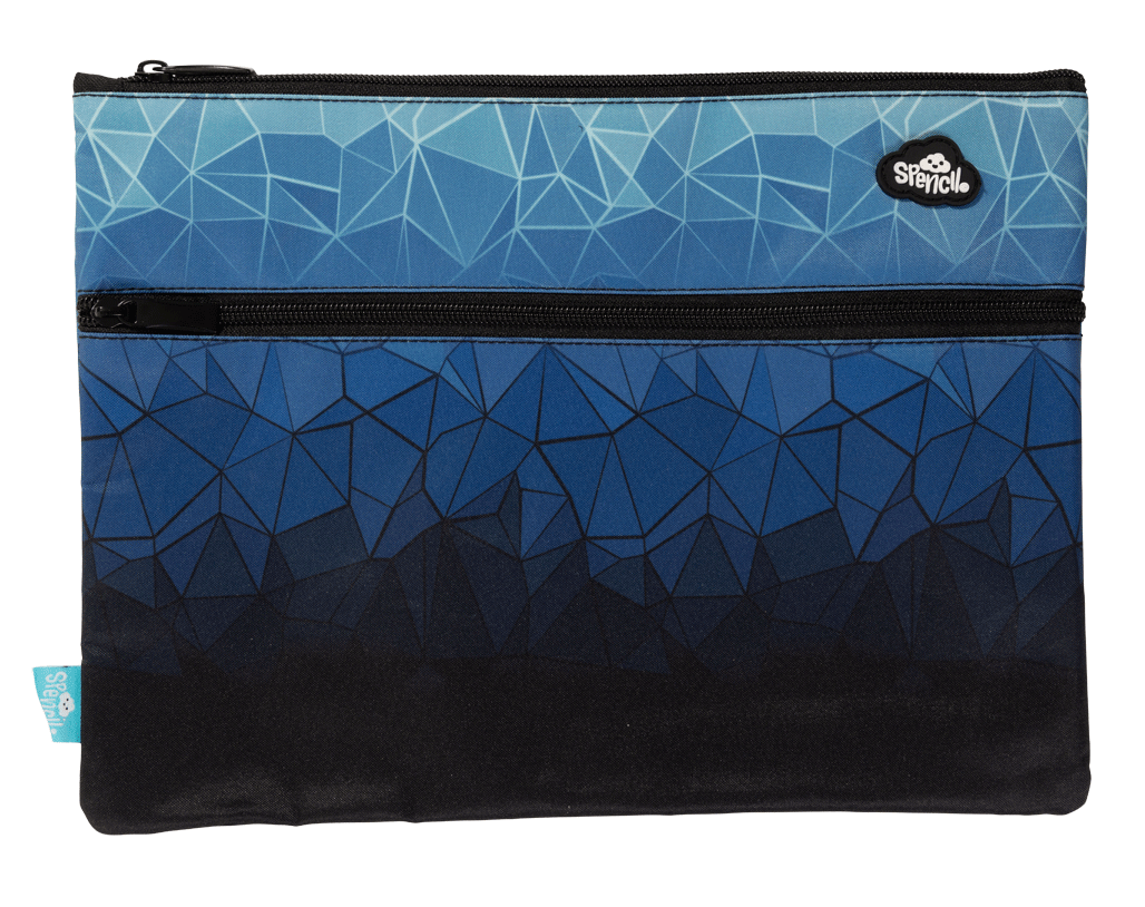 Spencil - A4 Twin Zip Rectangle Pencil Cases - Assorted