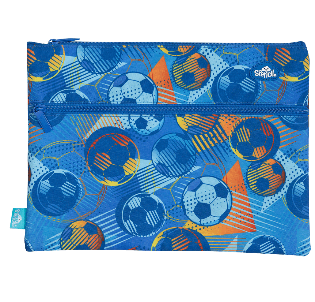 Spencil - A4 Twin Zip Rectangle Pencil Cases - Assorted