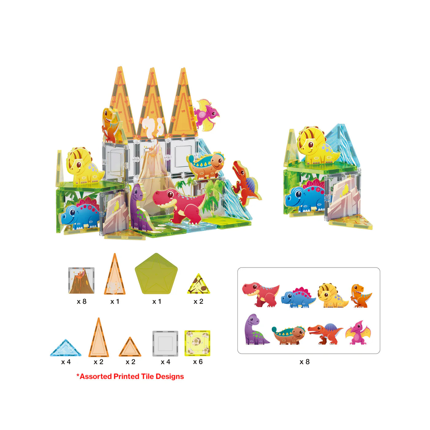 Picasso Tiles - Dinosaur Set with 8 Action Figures PTQ13