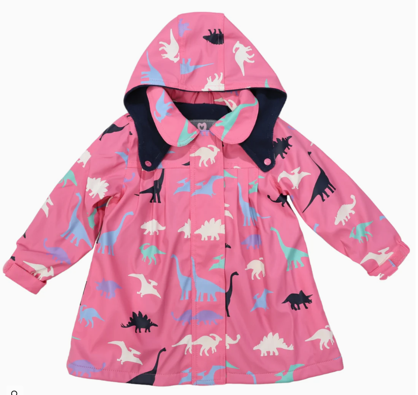Korango- Dinosaur Colour Change Raincoat - Hot Pink