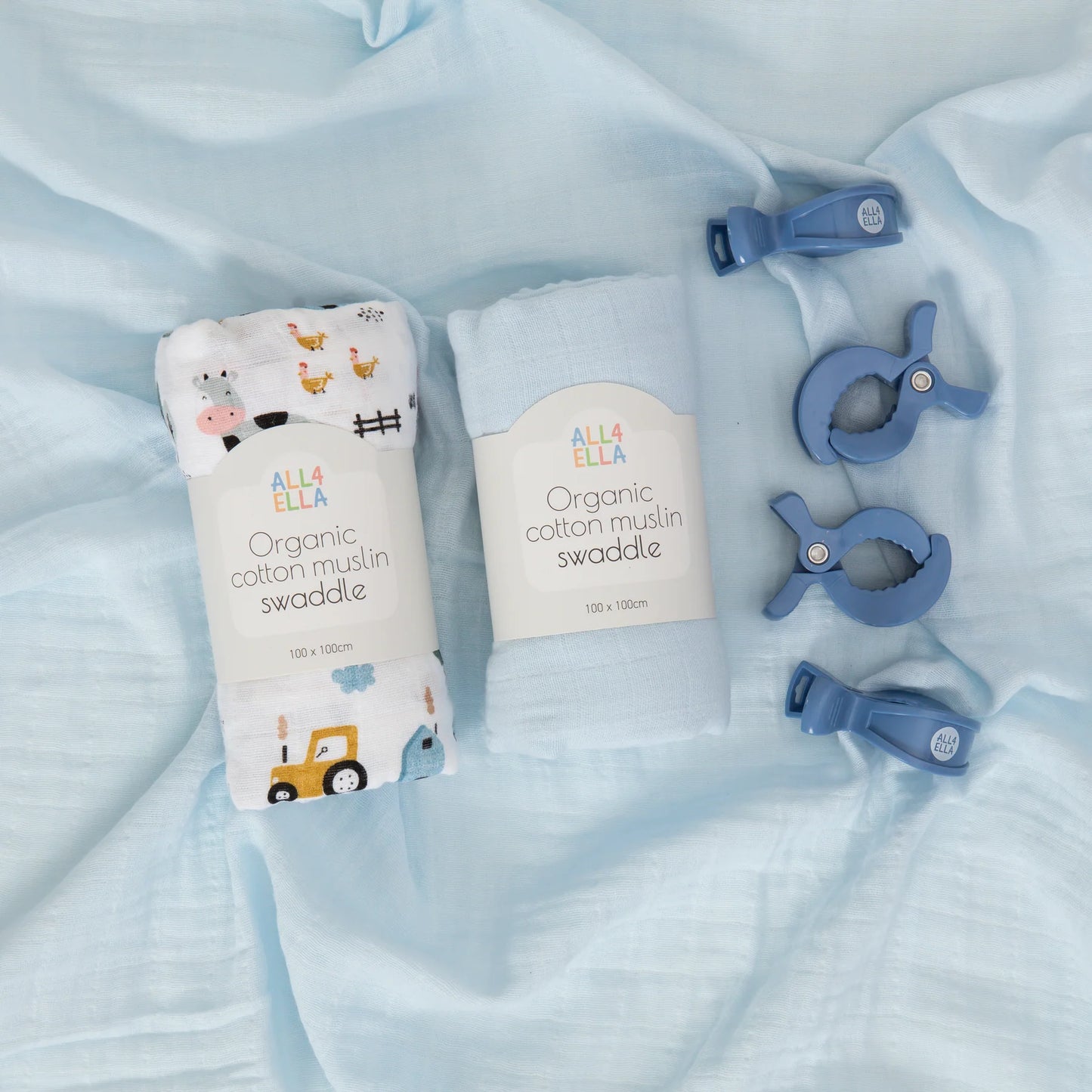 All4Ella - Organic Swaddles & Pegs Gift Set