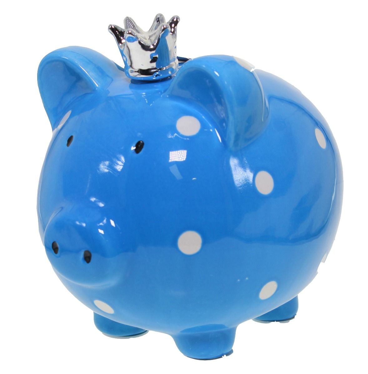 Ceramic Piggy Bank - Blue Polka Dot