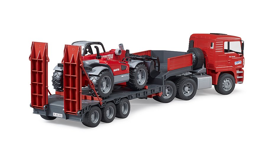 Bruder - MAN TGA Truck with Low Loader Trailer and Manitou Telehandler