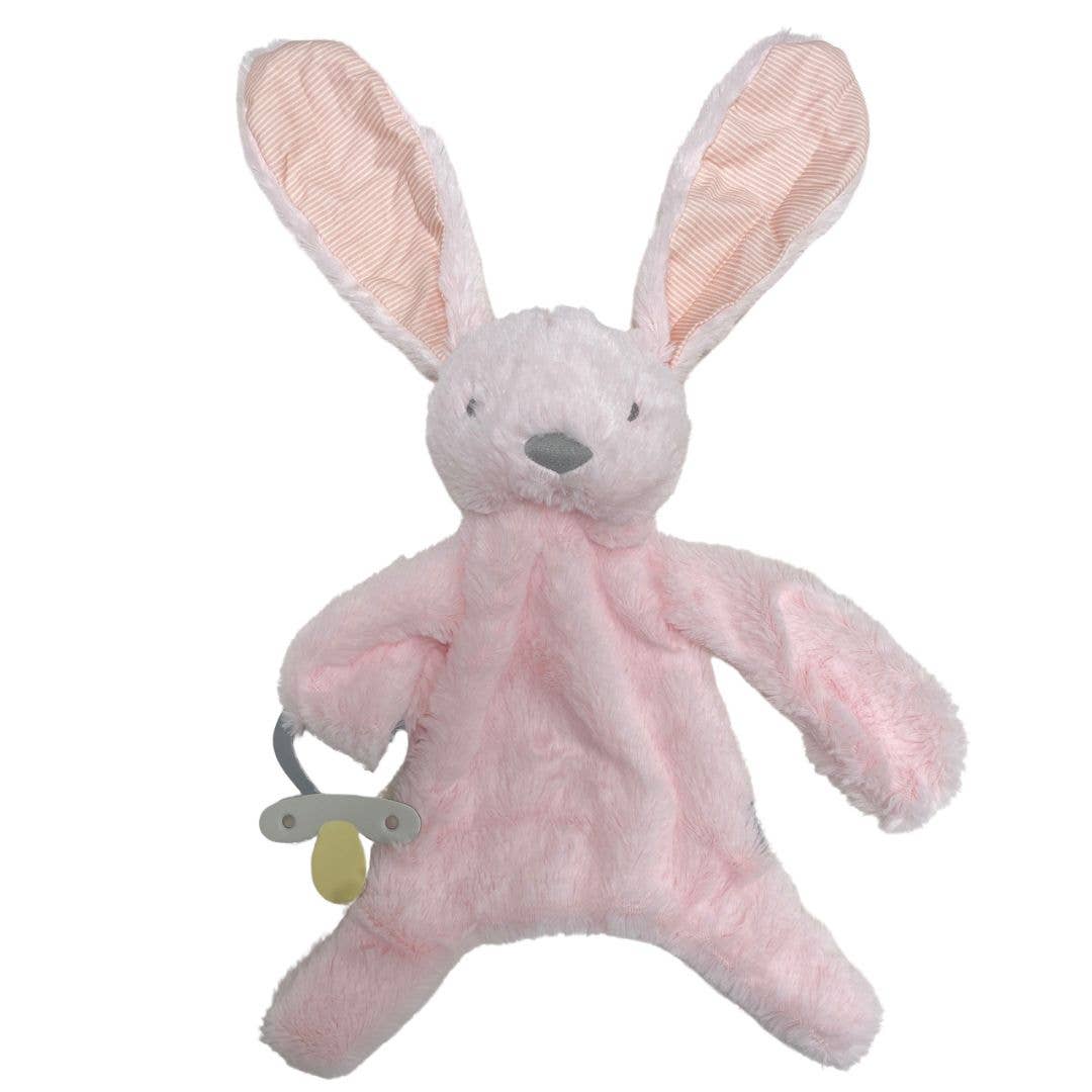 Es Kids - Bunny Comforter with Dummy Holder Pink Stripe 30cm