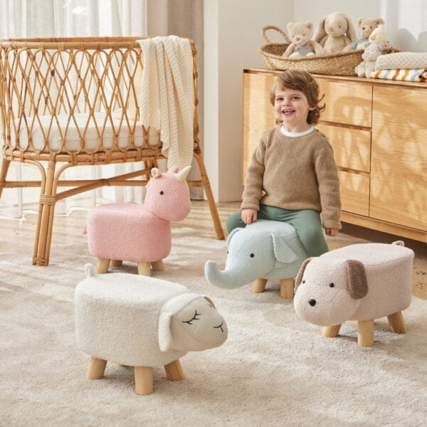 Jiggle & Giggle - Lamb Bouclé Kids Stool