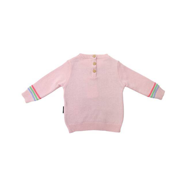 Korango - Rainbow Pattern Knit Sweater - Fairytale Pink