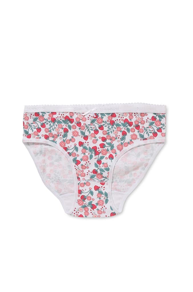 Marquise - Girls 2pk Grey/ Print Underwear Strawberry