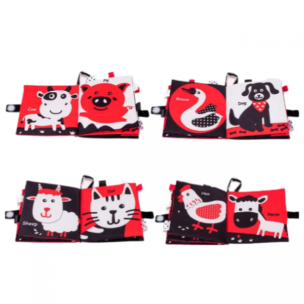 Jolly Baby - Black White Red Cloth Book - Farm