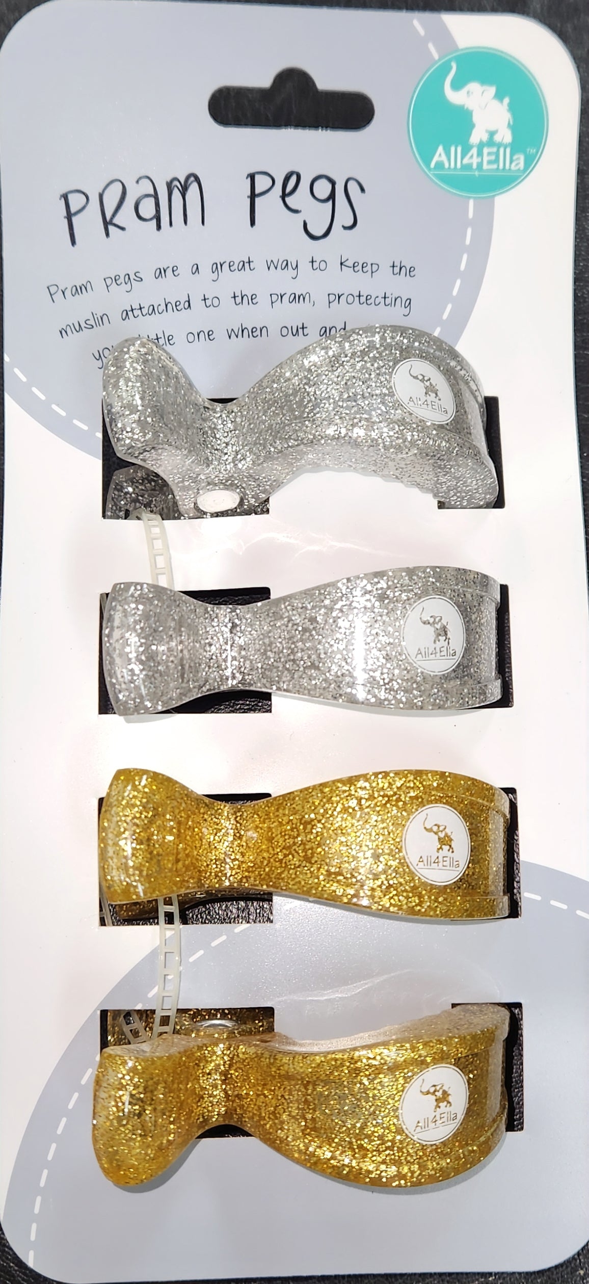 All4Ella - Pram Pegs - 4pk Assorted