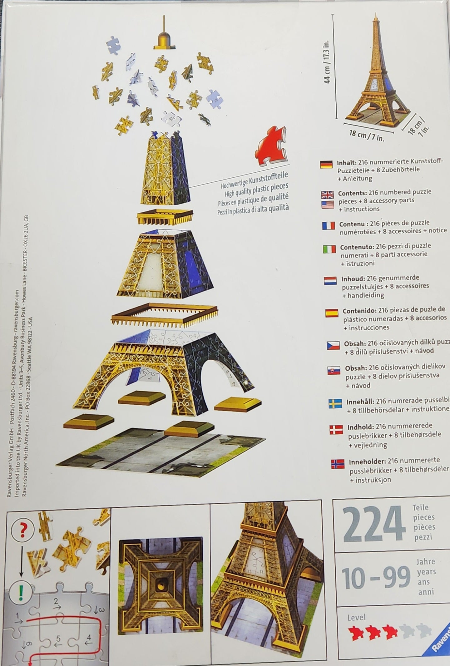 Ravensburger - 3D Puzzle Eiffel Tower 224 Pieces
