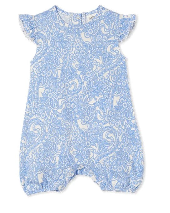 Milky - Spring Paisley Romper - Baby Blue