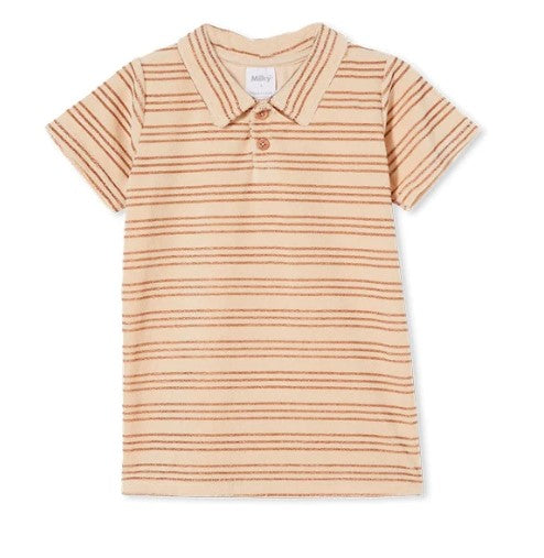 Milky - Stripe Terry Towelling Polo