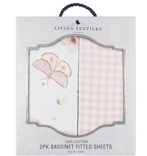 Living Textiles - 2pk Bedside Sleeper Fitted Sheet - Butterfly Garden