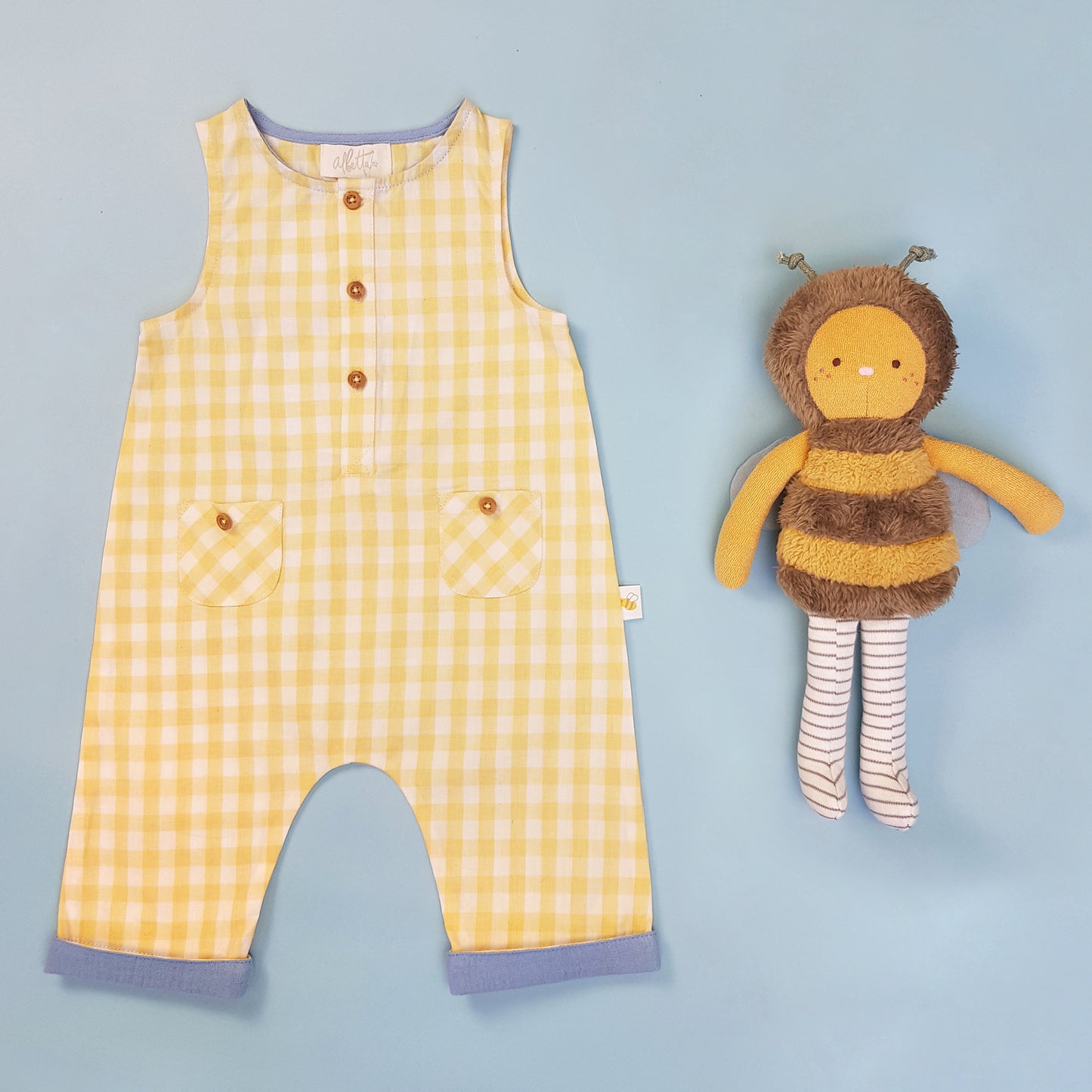Albetta - Yellow Gingham Dungaree