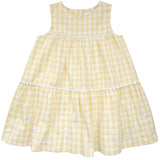 Albetta- Daisy Embroidered Tiered Gingham Dress