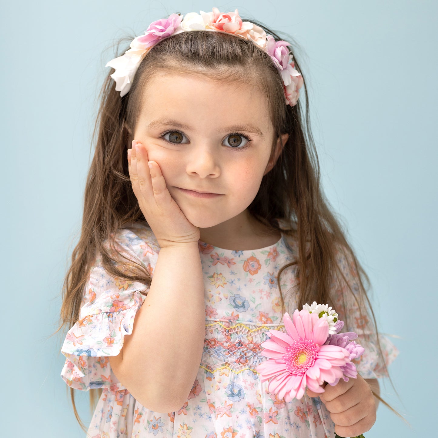 Albetta - Flower Folie Hand Smocked Dress