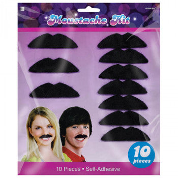 Black Felt Moustaches 10pk