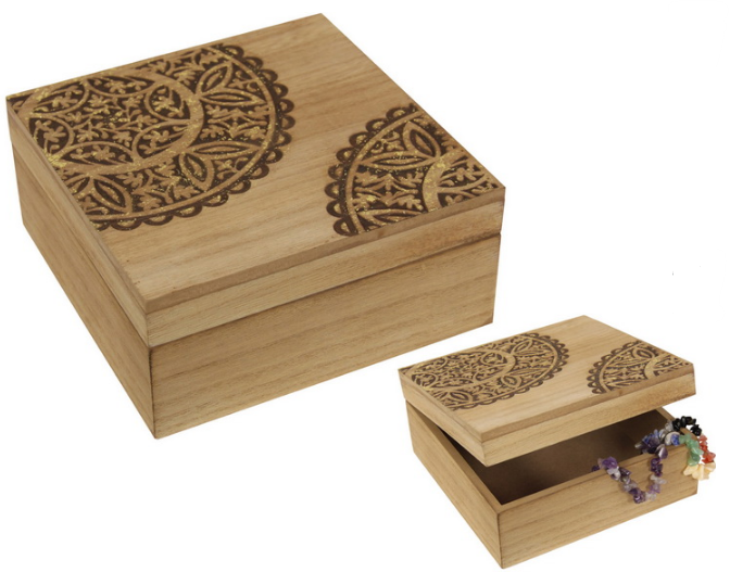 Mandala Square/Gold Trinket Box