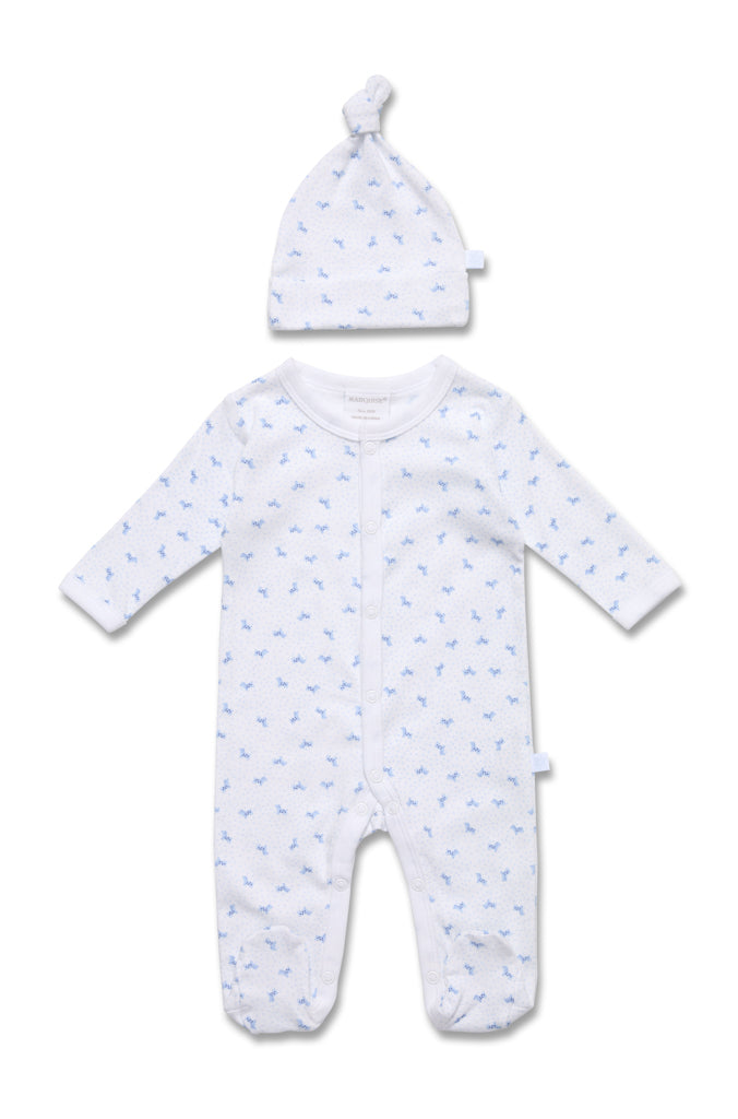 Marquise - Studsuit and Beanie Blue Dog