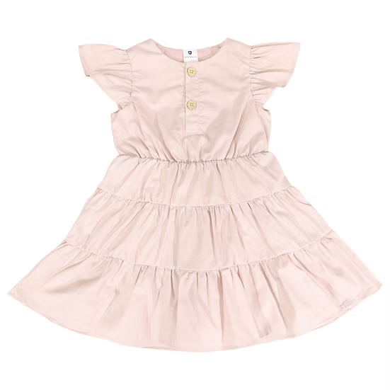 Korango - Tiered Cotton Lawn Dress - Dusty Pink