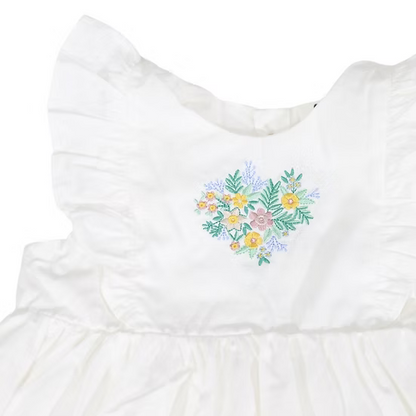 Korango - Cotton Lawn Frill Dress - White